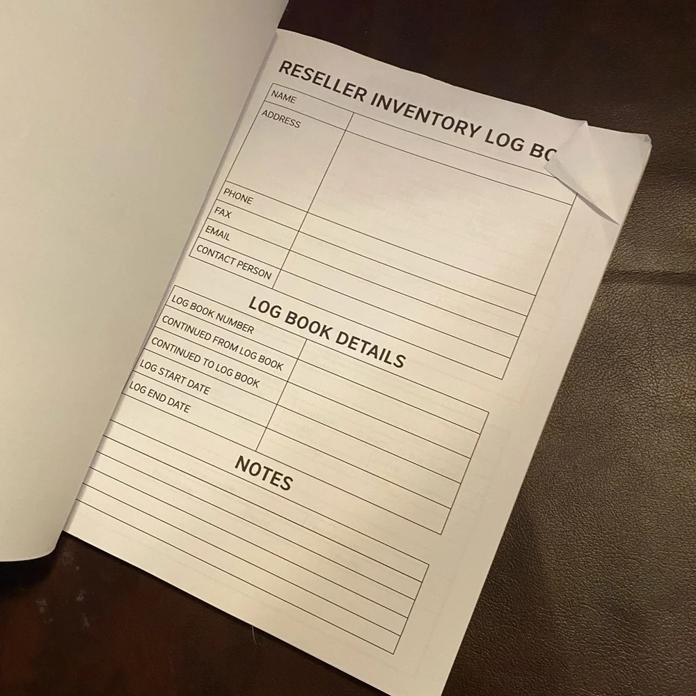 Reseller inventory log book